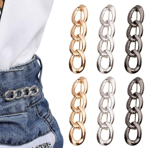 JYNXOR 6 Piecès Pince pour Pantalon Trop Large, Bouton Jean Clipsable, Ceinture Ajustable Sans Couture, Boutons de Jeans Amovibles, Serre Taille Pantalon for Skirt Pants Jeans Sleeves
