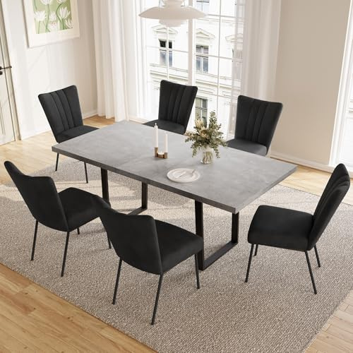 JIEXI Esstisch Mit 4-8 Stühlen Set, Esszimmertisch Ausziehbar, Tisch Esszimmer, Essgruppe Mit 4-8 Stühle, MDF-Platten Holztisch Geeignet Für Wohnzimmer, Küche