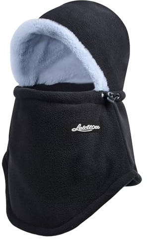 Rayson Passamontagna in Pile Invernale Termico per Uomo Donna,Multifunzionale Antivento Caldo Maschera da Sci Scaldacollo,Caldo Cappelli per Sport all'Aria Aperta Ciclismo Escursionismo Nero