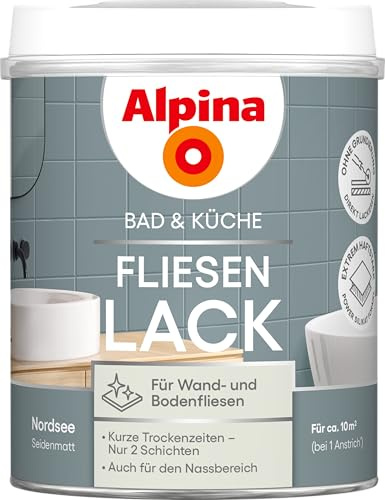 Alpina Bad & Küche Fliesen-Lack Nordsee – seidenmatter Fliesenlack für Wandfliesen im Innenbereich, feuchtraumgeeignet & streichfertig, ideal für Badezimmer, Küche & WC – 0,75 L