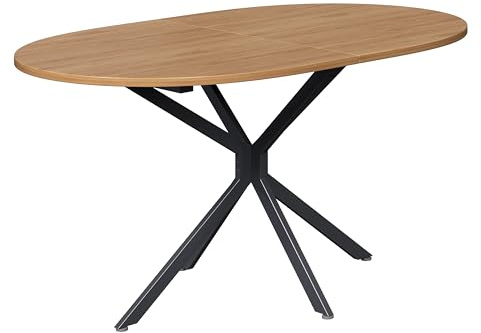 WEALTHOUSE Ovaler Esstisch für 4–6 Personen, moderner Esszimmertisch mit Stabiler Metallkreuzbasis, Pflegeleichte MDF-Tischplatte, minimalistisches Design für Wohnzimmer, Küche, Büro, Konferenzraum
