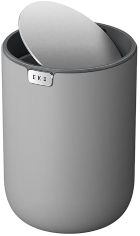 EKO Fandy Cubo de Basura de Escritorio 2,2 L con Tapa Abatible Gris