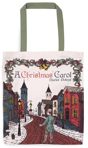 Steel Mill & Co Holiday Canvas Tote Bag for Book Lovers, Bookish Reusable/Foldable Bag for Work/Groceries (A Christmas Carol)