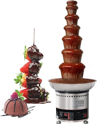 Chocolate Fondue Fountain, 7 Tiers Electric Melting Machine Chocolate Fondue Fountain 304 Stainless Steel Material Perfect for Cheese, BBQ Sauce, Ranch, Liqueuers, 282 Pound Capacity