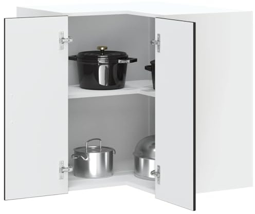MNISDFL Küchen-Eckhängeschrank Kalmar Schwarz Holzwerkstoff mit viel Stauraum für Töpfe und Teller, praktische Türen, pflegeleicht und platzsparend für Wandmontage, langlebiges