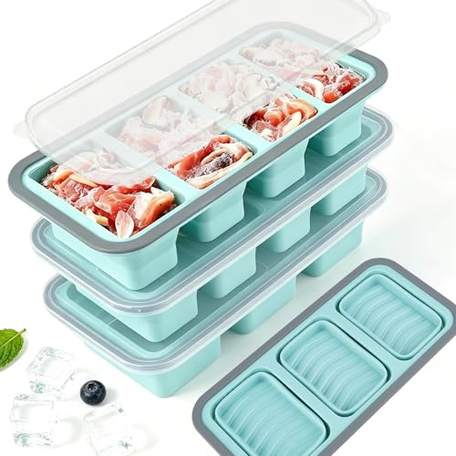 Bztzhm 3er Set Silikon Gefrierbehälter mit Deckel – Faltbare Freezer Boxen in 3 Größen (500ml, 350ml, 250ml) – BPA-frei, Portionsweise Suppe, Soßen & Reste einfrieren