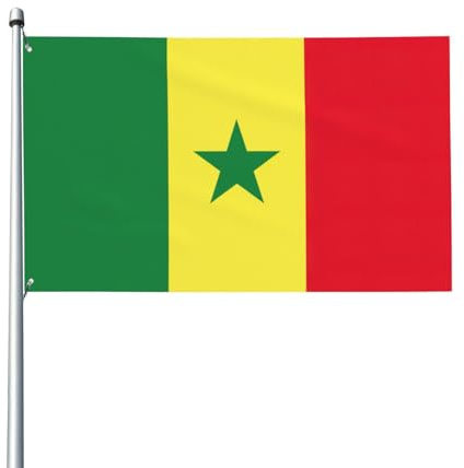 Drapeau du Sénégal imprimé 1,5 x 0,9 m, drapeau décoratif unilatéral pour la journée nationale de la culture en plein air