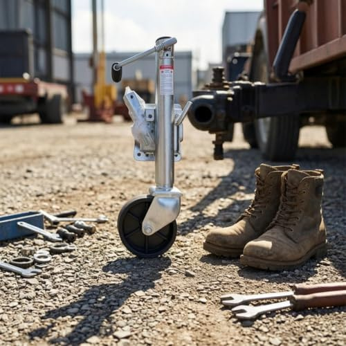 Colcolo Trailer Trailer Jack Caster Wheel Trailer Support Wheel Trailer Stabilizer Wheel with Rotating Side Handle Galvanized Steel and Polyolefin Suitable for cargo trailer, Galvanized Finish