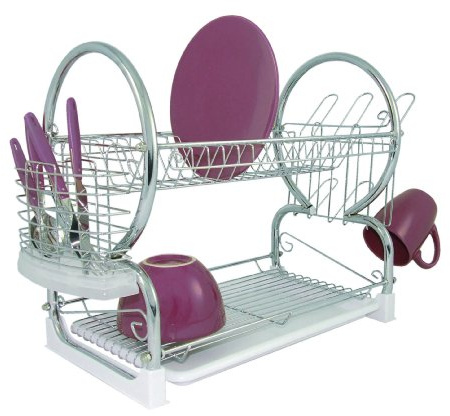 PREMIER Housewares 0509584 Scolapiatti a 2 Piani con Vassoio Removibile
