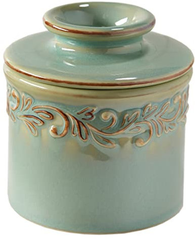 Butter Bell - The Original Butter Bell Crock by L Tremain, a Countertop French Ceramic Butter Dish Keeper for Spreadable Butter, Antique Collection, Sea Spray