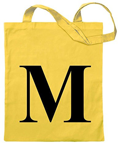 Kiwistar - Baumwolltasche - gelb - Buchstabe M - Alphabet - Tragetasche Stoffbeutel Umhängetasche Langer Henkel