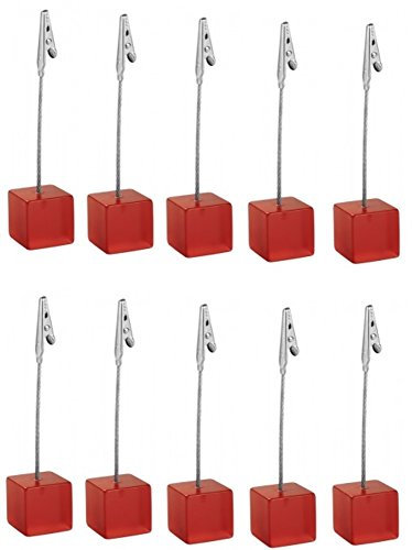 sin4sey 10er Set Memoclip Sitzkartenhalter Postkartenhalter Fotohalter Tischkartenhalter Namenshalter (rot)