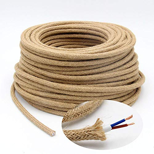 GreenSun Textilkabel 2 adrig Lampenkabel - 2x0,75mm² 5M Seil Kabel Stoffummantelt Stromkabel Elektrokabel Kabel 2 adrig Elektrische Leitungen Lampenkabe Textil Stoffkabel