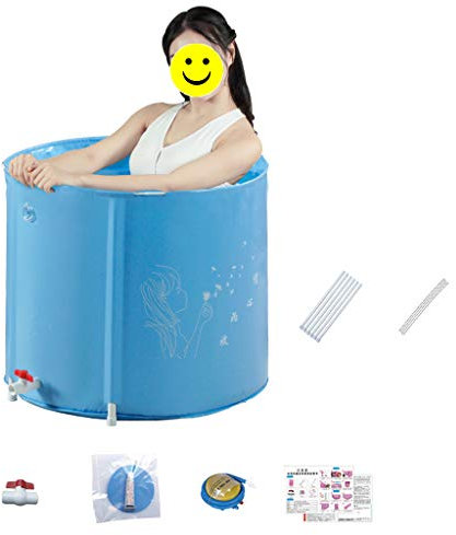 Bañera Plegable NYJS, portátil, para el hogar, para niños, para Adultos, Plegable, Grande, para la Piscina, para Adultos, 65 x 60 cm, Rosa, Azul