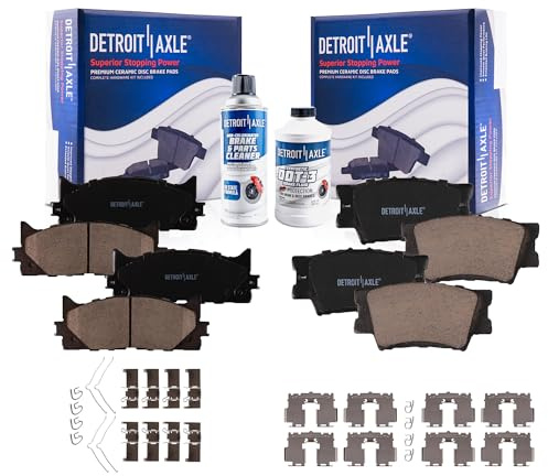 Detroit Axle - Brake Pads for 07-17 Toyota Camry 08-18 Avalon Lexus ES300h, 07-18 ES350, 4 Ceramic Brake Pads Front and Rear 2008 2009 2010 2011 2012 2013 2014 2015 2016 2017 Replacement