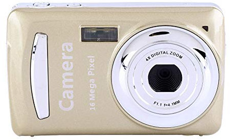 Videocamera digitale, mini videocamera da esterno da 2,4 pollici 16MP 720P 30FPS 4X Zoom HD Videocamera digitale con luce di riempimento(oro)