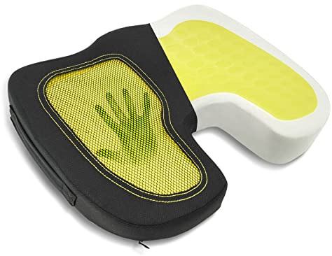 CAR-GRAND car Pass Macaron Gel Car Seat Cushions Gel & Memory Foam Coccyx Cushion for Tailbone Pain,Great Fit for Office, Vehicles,Home,Car Use,Office Chair and Car Seat Cushion (Yellow)