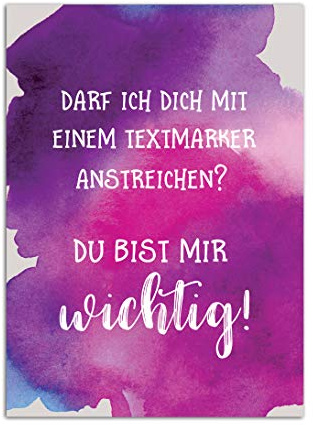 Nastami Postkarte Du bist mir wichtig Textmarker Sprüchekarte Postkarte Spruch Motivationskarte Geurtstagskarte