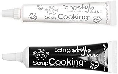2 stylos de décoration gâteau - blanc & noir