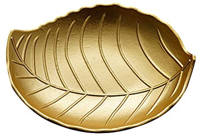 LICHENGTAI Schmucktablett, Schmuckaufbewahrung Teller, Kosmetiktablett Gold Blatt Schmuck Organizer Schale Organizer Tablett für Lebensmittel Schmuck Kosmetik Wohnzimmer Deko