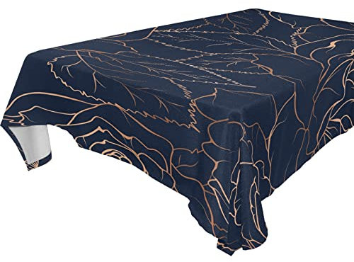 Tischdecke, quadratisch, goldfarben, glänzend, marineblau, dunkelblau, 60 x 60 cm, für Küche, Esszimmer, Bauernhaus, Party, Buffet, Picknick, Outdoor, rustikaler Dekostoff