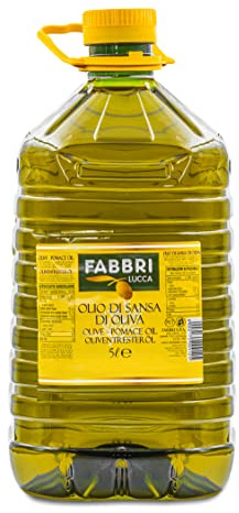 Hymor Olio d'oliva italiano – 1 tanica da 5 litri – olio di sansa olio di sansa dalla Toscana di Fabbri Lucca, ideale per friggere, grigliare, cuocere e cucinare, olio altamente riscaldabile