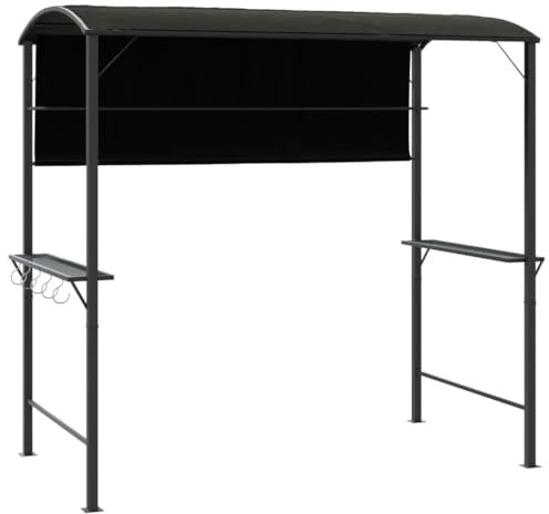 vidaXL Pavillon mit Dach Partyzelt Festzelt Gartenpavillon Terrassenpavillon Grillpavillon Metallrahmen Überdachung 220x110x200cm Anthrazit