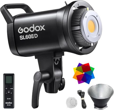 Godox SL60IID Daylight LED Vidéo Lampe de Studio, 70W 5600K 18600 Lumens LED Continuous Light, Bluetooth Contrôle et 8 FX Effects LED Lampe avec Bowens Mount