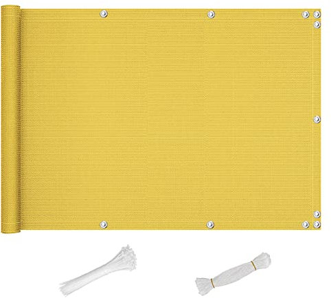 QINGLV Sichtschutz Balkon 90x900cm Balkonabdeckung Wasserdicht Blickdichte Sichtschutz FüR Balkon Sichtschutz Terrasse FüR BalkongeläNder Terrasse Garten -Gelb