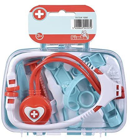 Simba Doktorkoffer, 2-Fach Sortiert, es Wird nur EIN Artikel geliefert, transparenter Deckel, 7 Teile, 18x16cm, ab 3 Jahren