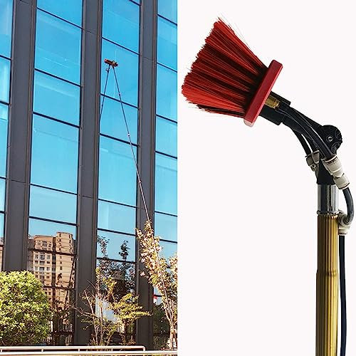 JAQVIVI Window Telescopic Cleaner, Window Cleaning Brush with Telescopic Pole, Feeder Telescopic Cleaning Brush Cleaning Tool with 4 Spouts Gold 3.6m(12FT)