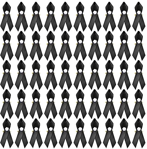 WANDIC Satin-Brosche für Beerdigung, Trauer, Gedenkdienst, 50 Stück, M, Polyester