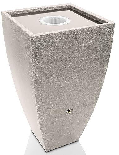 YourCasa Regentonne 200 Liter [PureFlow] mit Metallgewinde und Filterkorb- Regenfass Frostsicher aus Kunststoff - Regenwassertonne - Regenwassertank Garten Wassertank Regensammler (Beige)