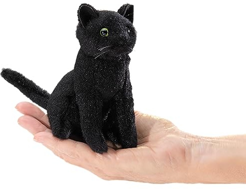 Folkmanis Kleine Schwarze Katze/Mini Black Cat 8004 Mini-Fingerpuppe
