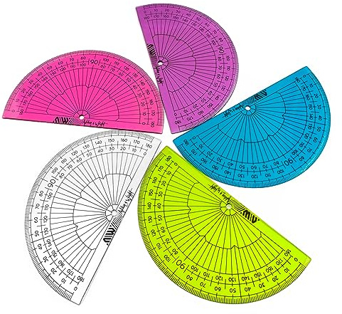 Ashton and Wright - Goniometro a 180 gradi - 10 cm - goniometro leggero per la scuola - Confezione da 10 (trasparente misto)
