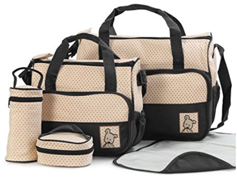 XDAILUYYDS Baby Wickelumhängetaschen, 5-Teilige Wasserdichte Mama Tasche, Multifunktions-Wickeltasche mit großer Kapazität, Babytasche, Reisewindeltasche