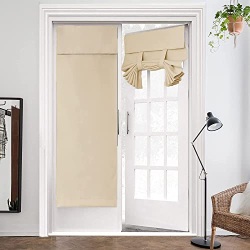 Ygann Französische Türvorhänge, Sichtschutz, Verdunkelung für Glastüren, Zuhause, Büro, 137x203cm,Beige,1 Panel