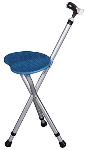 PACUM Klapphocker für Gehsitz, Aluminiumlegierung/Höhenverstellbar/Höhe 80–90 cm, 5-Gang-Einstellung/Statisch für ältere Menschen, max. 200 kg, Braun FAYGZ Warm as Ever
