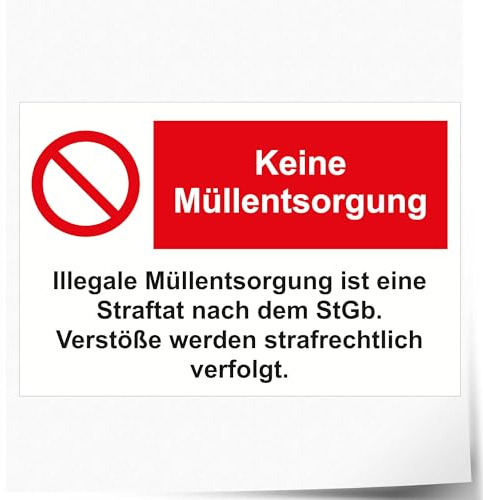 Indigos UG - Schild Illegale Müllentsorgung verboten - Straftat - 297x210 mm - Hotel, Firma, Schutz, Kita, Arzt, Praxis - Sicherheit - Warnung - Aluverbundplatte 3mm, Wohnung - Hinweisschild