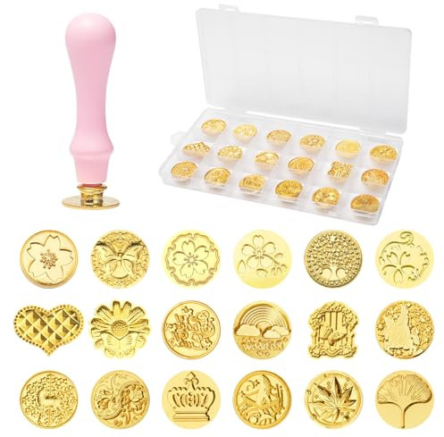 Rebanky 18 Stück Siegelstempel, Wachssiegel Stempel Siegelwachsstempel Set mit Blumen, Herz, Lebensbaum Siegelstempel Hochzeit für Weihnachten, Einladungen