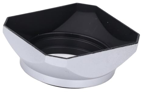 Paraluce Quadrato in Metallo, Paraluce retrò da 46 Mm, Paraluce Reversibile per Fotocamera Digitale Mirrorless, Argento