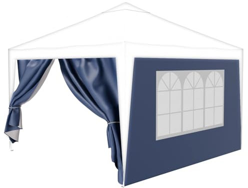 24MOVE® Pavillon Seitenteile 2er Set 2x3m mit Fenster & Reissverschluss, wasserdicht, blau - für Partyzelt, Festzelt, Festivals