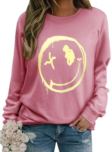 WIEIYM Sweatshirt à manches longues pour femme - Col rond imprimé - Pull d'automne et d'hiver - Blouse - Tops de Noël - Sweat-shirt décontracté de Noël - Hauts, XXL