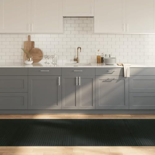 Sufrk Teppich, rechteckig, grau, 100 x 1000 cm, Bambus-Bodenmatte, mittelgroße Badematte aus natürlichem Bambus, umweltfreundlicher Teppich für Badezimmer, Küche und Flur