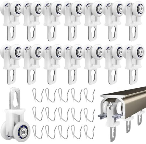 GZcaiyun 15 rieles de cortina, rieles de cortina, ruedas de aleación de zinc, silencioso, para rieles de cortina, con gancho afilador