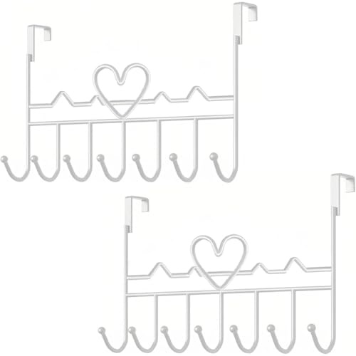 Michear 2pcs Over Door Hanger, Large No-Drill Towel Hooks for Bathrooms | Door Hooks for Coats, Hats, Bags, Clothes, Towels