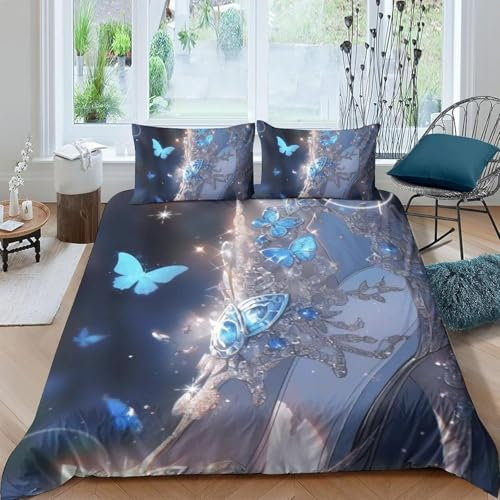 Set Copripiumino 3Pcs, 3D Tacco Alto 240X220 Cm 3D Serie Stampa Set Biancheria Da Letto 100% Microfibra Morbida Con Chiusura A Cerniera E 2 Federe Cuscino -76978807882
