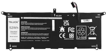 TSLUCK DXGH8 Laptop Batterie pour für Dell XPS 13 9370 9380 7390 Inspiron 13 7000 7390 7391 2-in-1 5390 5391 7490 Vostro 13 5000 5390 5391 Latitude 3301 E3301 XPS13-9370 Serie H754V G8VCF HK6N