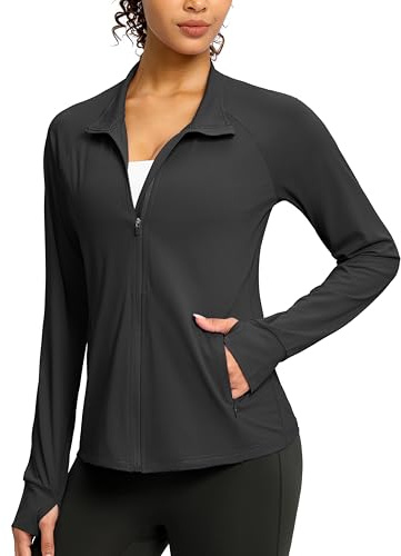 Women's Sun Protection Lightweight Athletic Zip Up Jacket, Black, 2XL