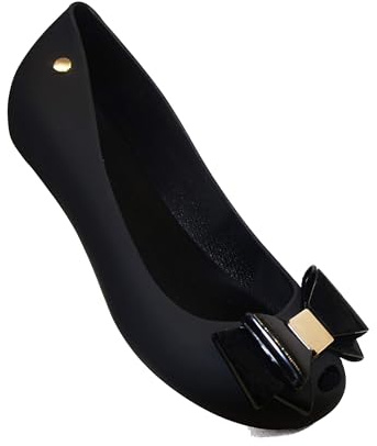 Gizelle Flache Damen-Ballerina-Schuhe mit Schleife, bequeme Slipper, Freizeitkleidung, Alltags-Ballerinas, Ballerinas, Schwarz, Größe 36-42, Schwarz , 41 EU